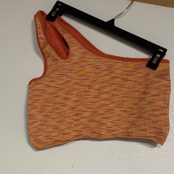 aerie Other - AERIE OFFLINE WOMENS ONE SHOULDER SEAMLESS SPORTS BRA ORANGE LARGE